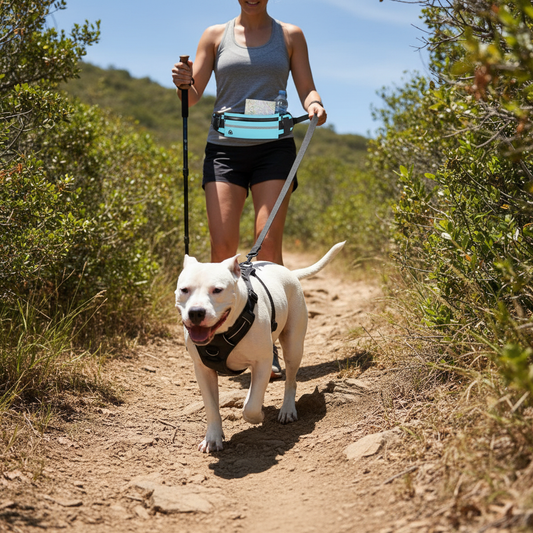 Hands Free Dog Leash with Zipper Pouch, Adjustable Waist Belt Fanny Pack Reflective Bungee Leash Padded Handles for Running Walk